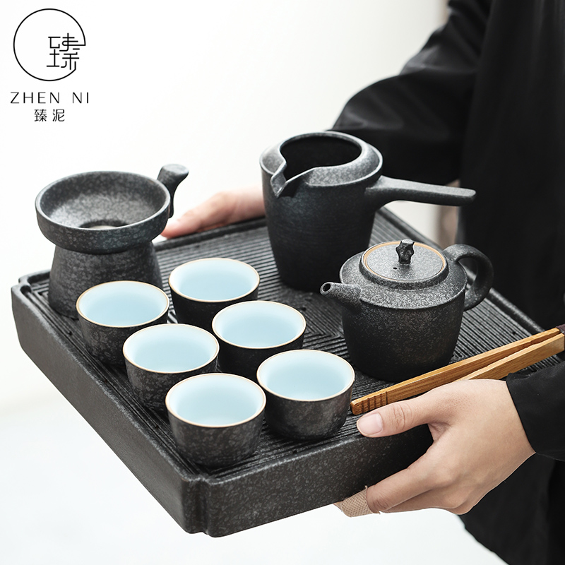 By mud dry tea tea set suit Japanese household ceramics disc set of tea service contracted small sets of the teapot teacup gifts