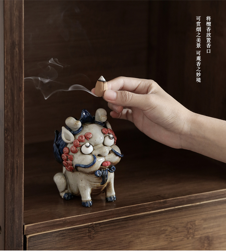 By pure manual mud jingdezhen ceramic tea pet plutus play the mythical wild animal tea tea accessories creative fragrant incense buner furnishing articles