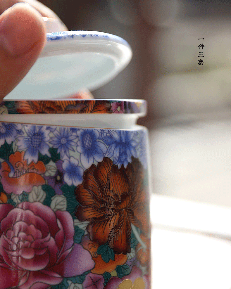 By mud colored enamel cup jingdezhen checking mugs office cup of household ceramic filter with cover glass gifts