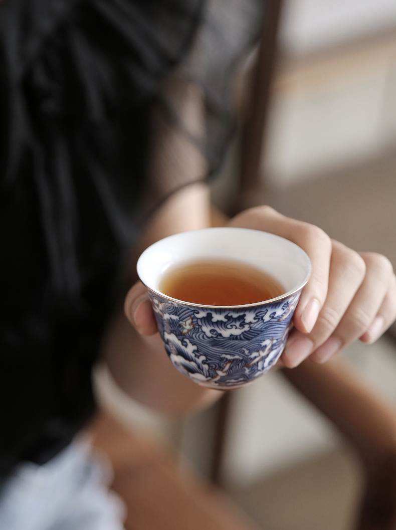 By mud colored enamel cup kung fu tea set single glass ceramic household sample tea cup jingdezhen porcelain cup bowl host