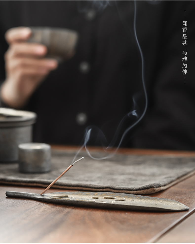 Gold incense inserted by clay ceramic line censer zen tea pastille furnishing articles home smoked incense buner indoor tan xiang xiang