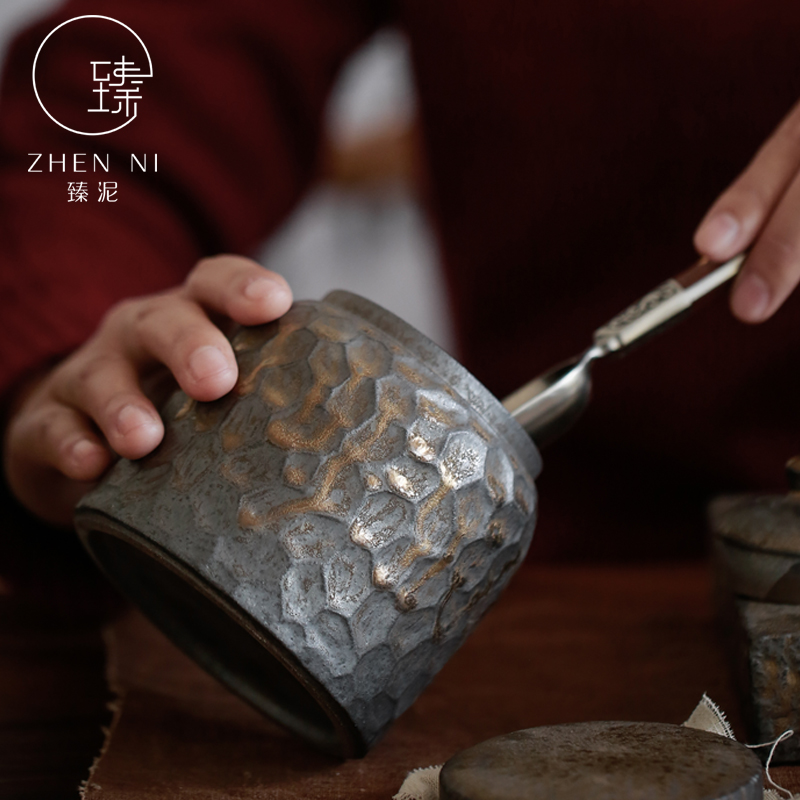 Restoring ancient ways by mud caddy fixings Japanese rust warehouse manual fine gold and tea ware household ceramics glaze tea tea storage tanks