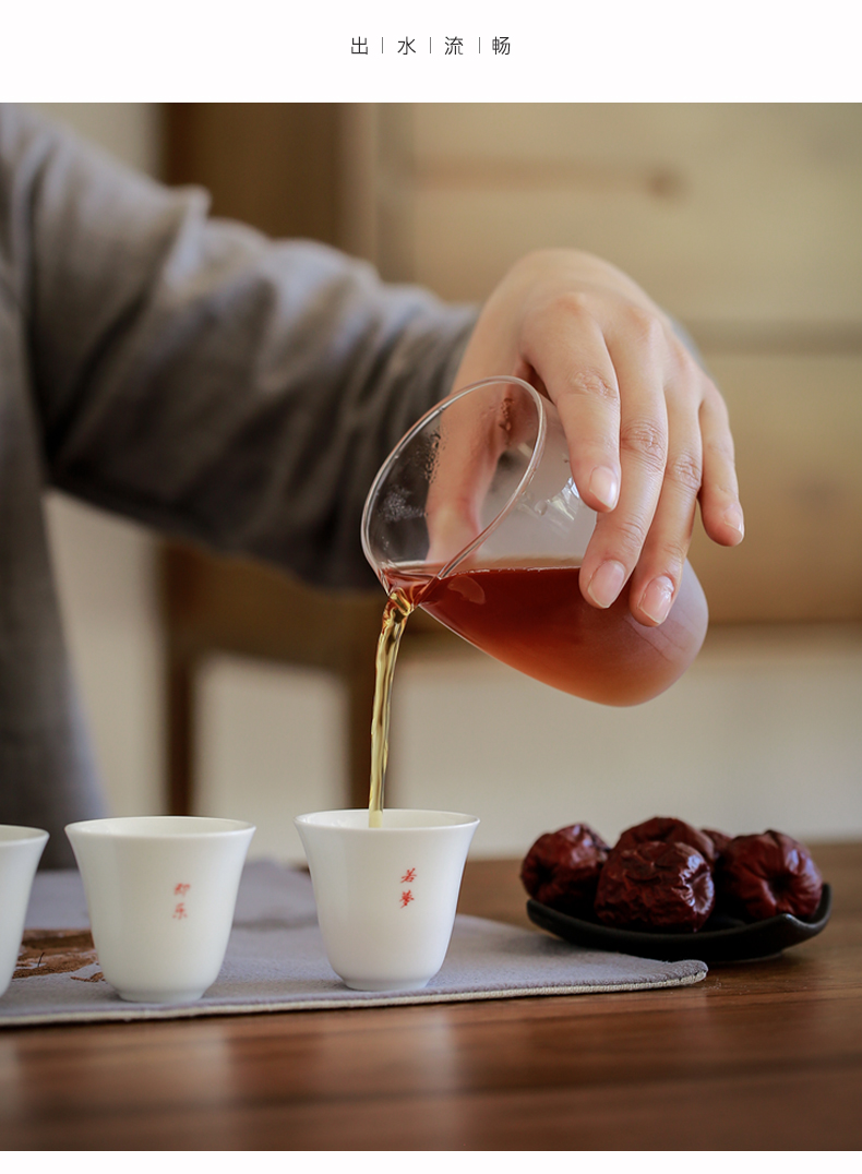 By mud white porcelain tureen kung fu tea set of ceramic cups contracted household "tea set gift boxes