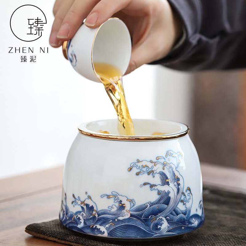 Colored enamel built by mud water Japanese household dry mercifully kung fu tea accessories in hot ceramic cylinder with cover cup for wash water jar