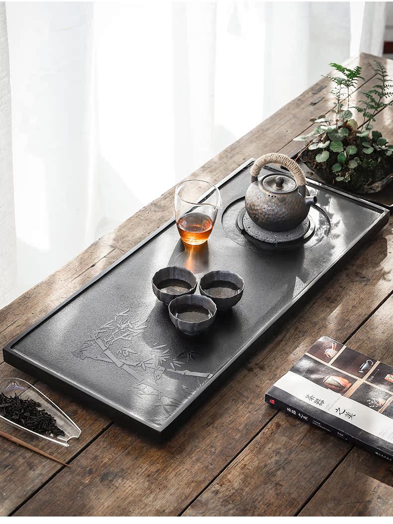 By mud home tea consolidation piece of natural hand - made graven images sharply stone tea big number from the black sea stone tray