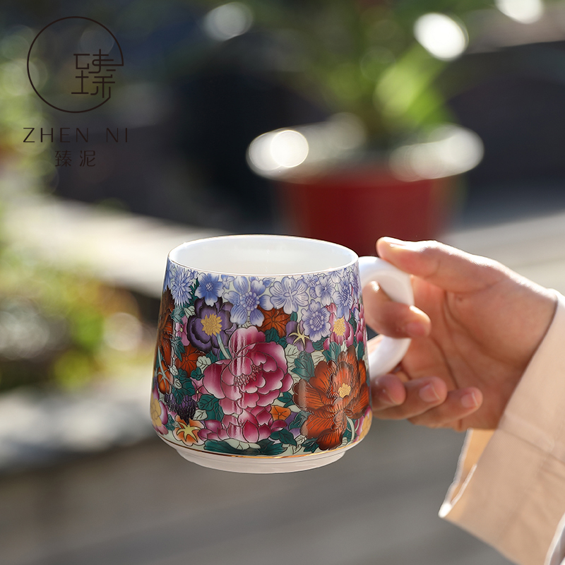 By mud colored enamel cup jingdezhen checking mugs office cup of household ceramic filter with cover glass gifts