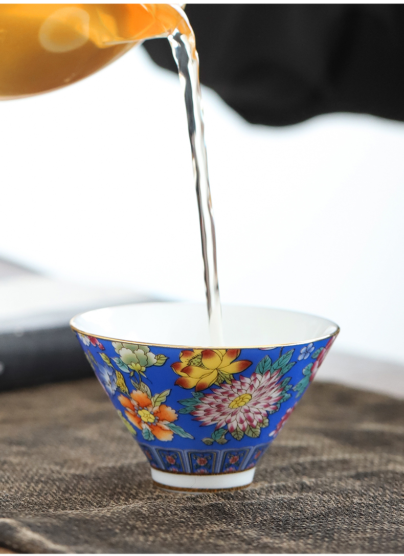 By mud sample tea cup jingdezhen manual teacup household enamel kung fu tea set single cup bowl hat to a cup of tea