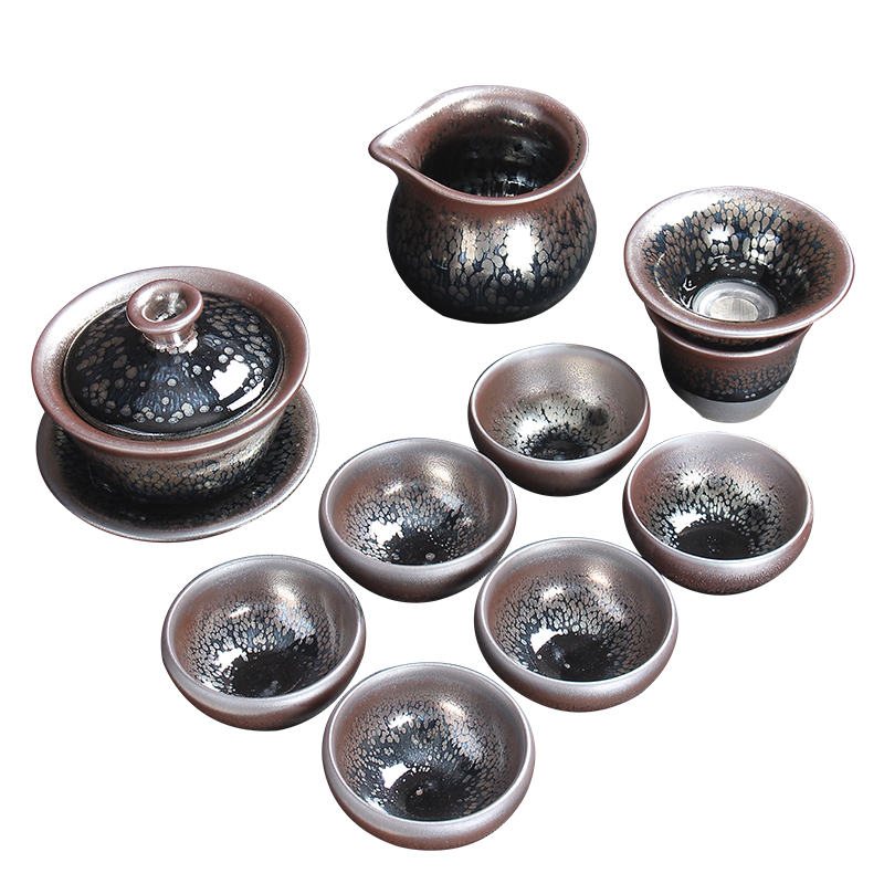 Built by mud lamp that kung fu tea set jianyang checking home oil drops of tea light cup ceramic up the set of tureen