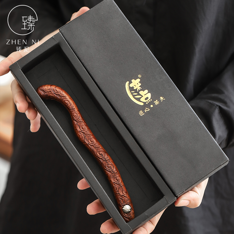 By mud ebony wood ChaGa manual relief rosewood tweezers household tea accessories slippery wash cup clip