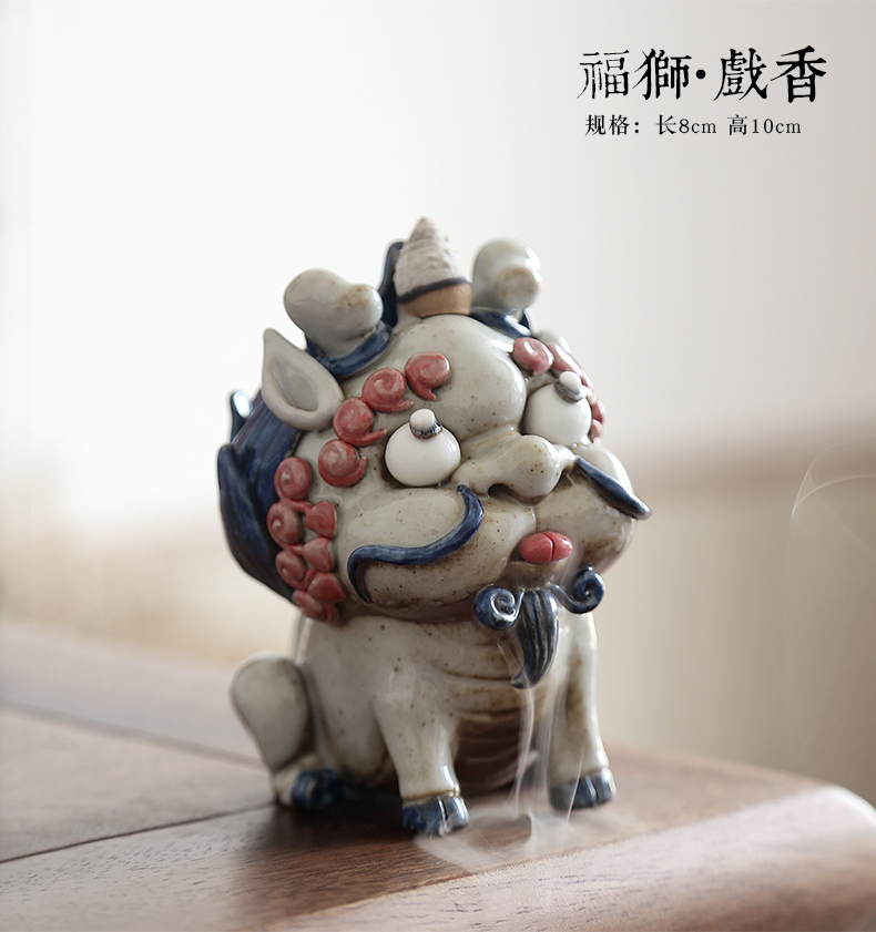 By pure manual mud jingdezhen ceramic tea pet plutus play the mythical wild animal tea tea accessories creative fragrant incense buner furnishing articles