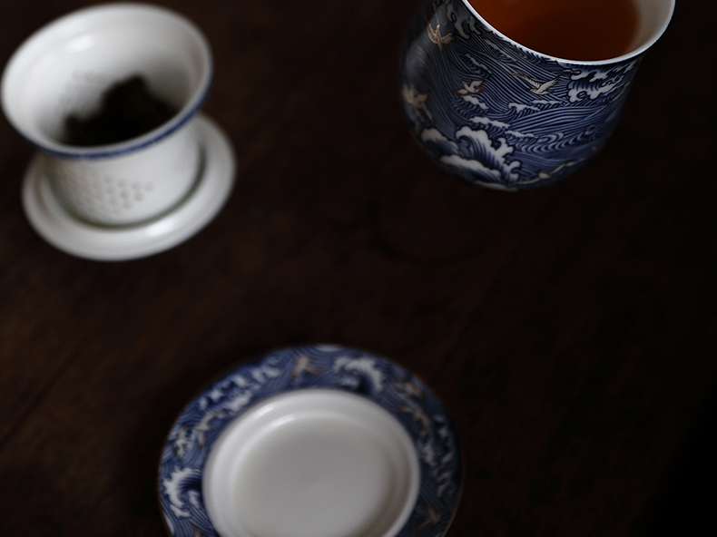 Jingdezhen ceramic cups by mud manual colored enamel office cup home mark cup with cover filter tea cup