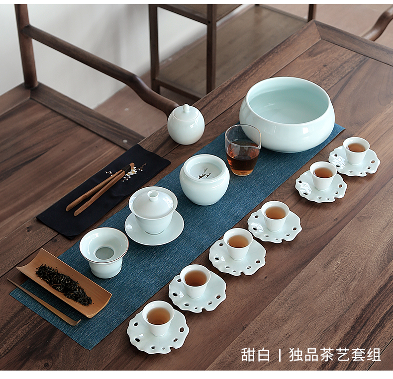 By Japanese tea taking mud kung fu tea set the whole set of household ceramic cup) of tea tureen tea to wash