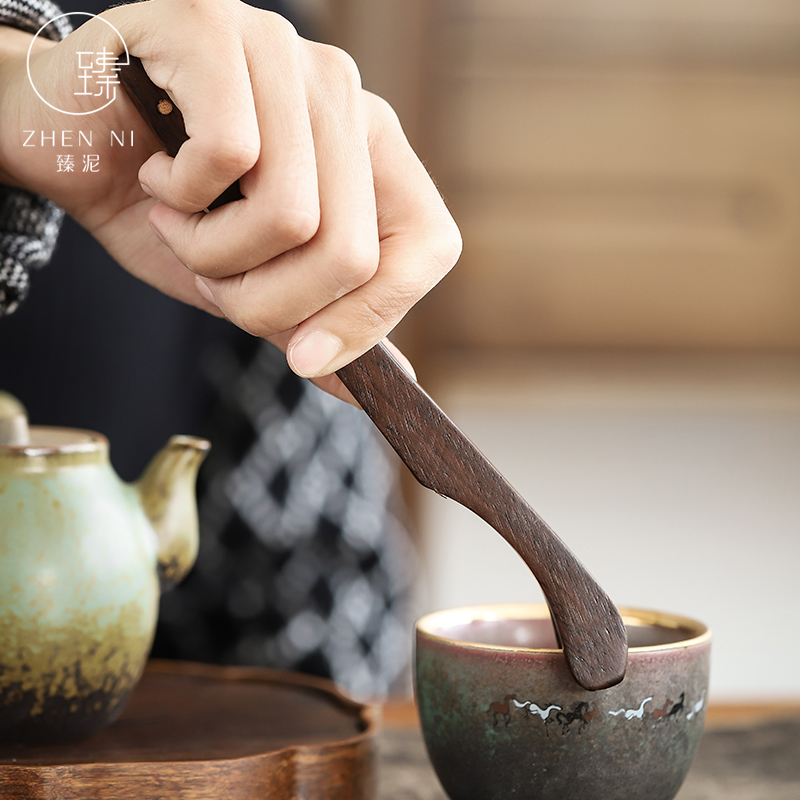 Tea taking by clay ceramic 6 gentleman ebony ChaGa pen pu 'er Tea knife ChaZhen kung fu Tea set accessories