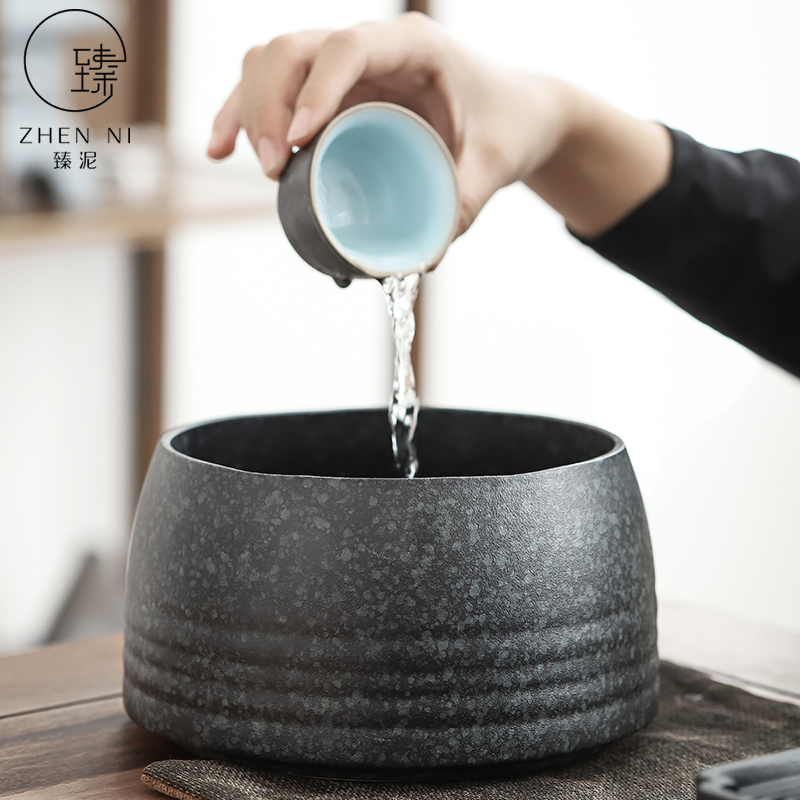 By clay ceramic tea wash to household Japanese bluestone glaze cup for wash cup built water wash in hot water jar kung fu tea accessories cylinder