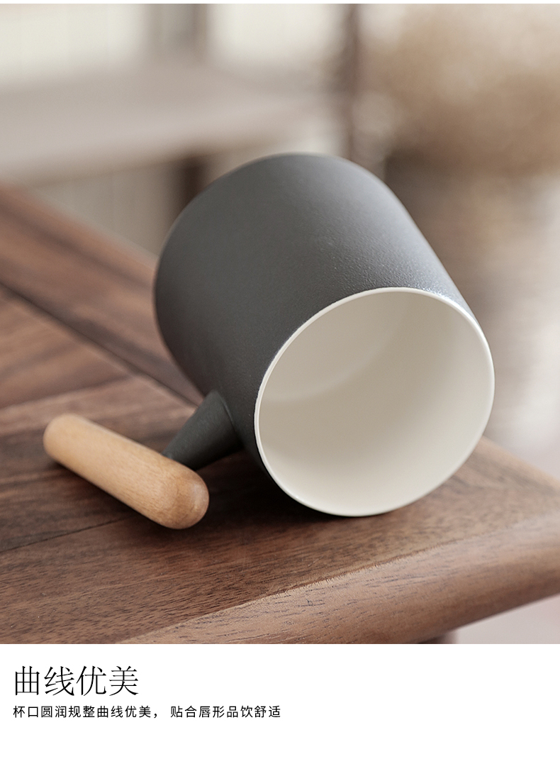 By mark cup large capacity of black mud office cup home to ultimately responds a cup of tea cup with wooden handle By hand with cover filter cup