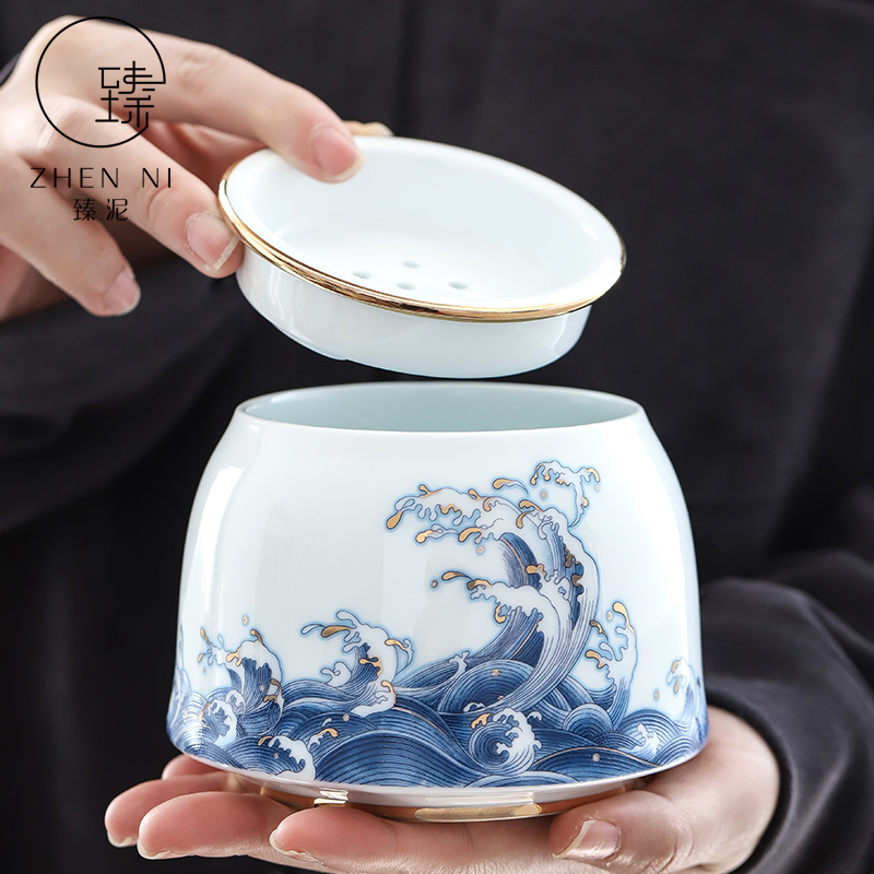 Colored enamel built by mud water Japanese household dry mercifully kung fu tea accessories in hot ceramic cylinder with cover cup for wash water jar