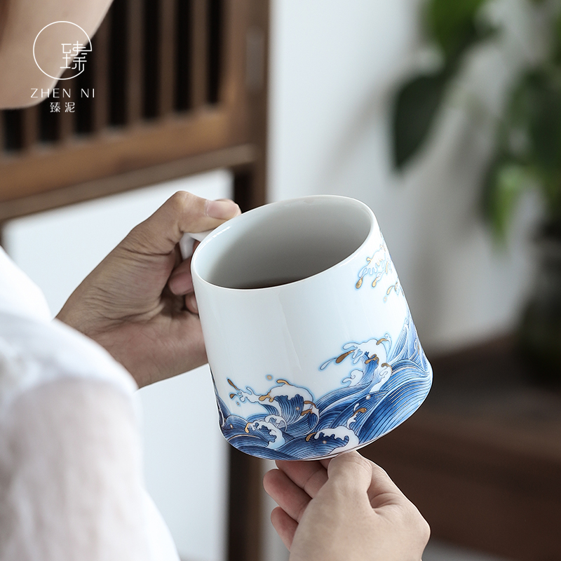 By mud office cup of jingdezhen ceramic colored enamel mugs manual paint cup tea ultimately responds a cup of big capacity