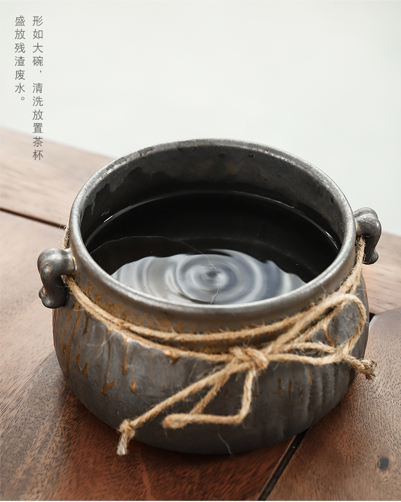 "Gold tea wash mud home built in hot water cylinder barrels of restoring ancient ways Japanese coarse pottery cups to wash water jar kung fu tea accessories