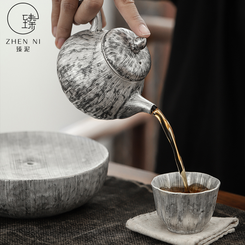 By mud coppering. As silver teapot pure manual brush which Japanese filter tea gifts household ceramics kung fu tea set single pot