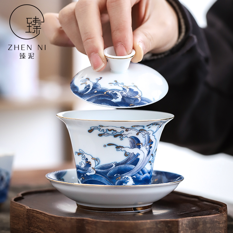 By mud see colour tureen enamel porcelain worship to use household only thin foetus ceramic three bowls of kung fu tea tea