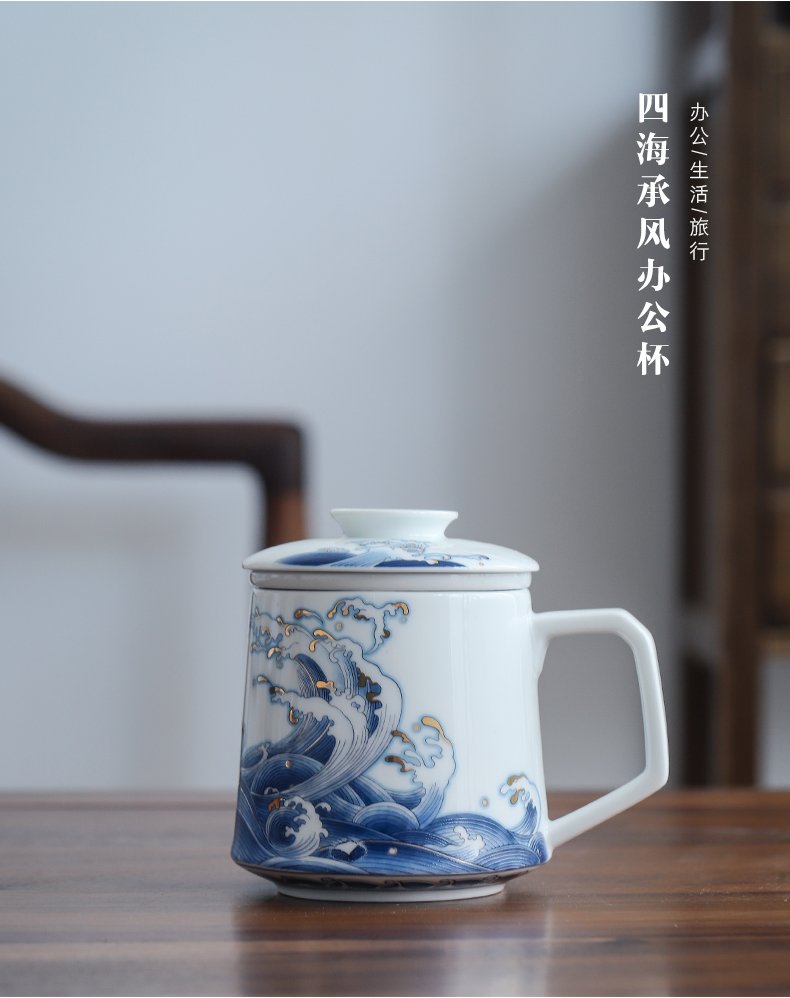 By mud office cup of jingdezhen ceramic colored enamel mugs manual paint cup tea ultimately responds a cup of big capacity