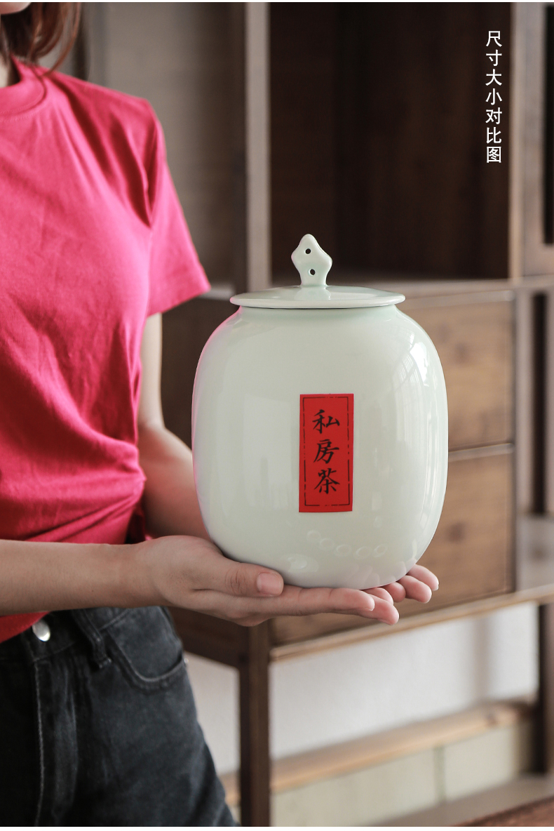 "Jingdezhen ceramic tea pot large mud puer tea moistureproof household porcelain tea storehouse seal pot and tea caddy fixings