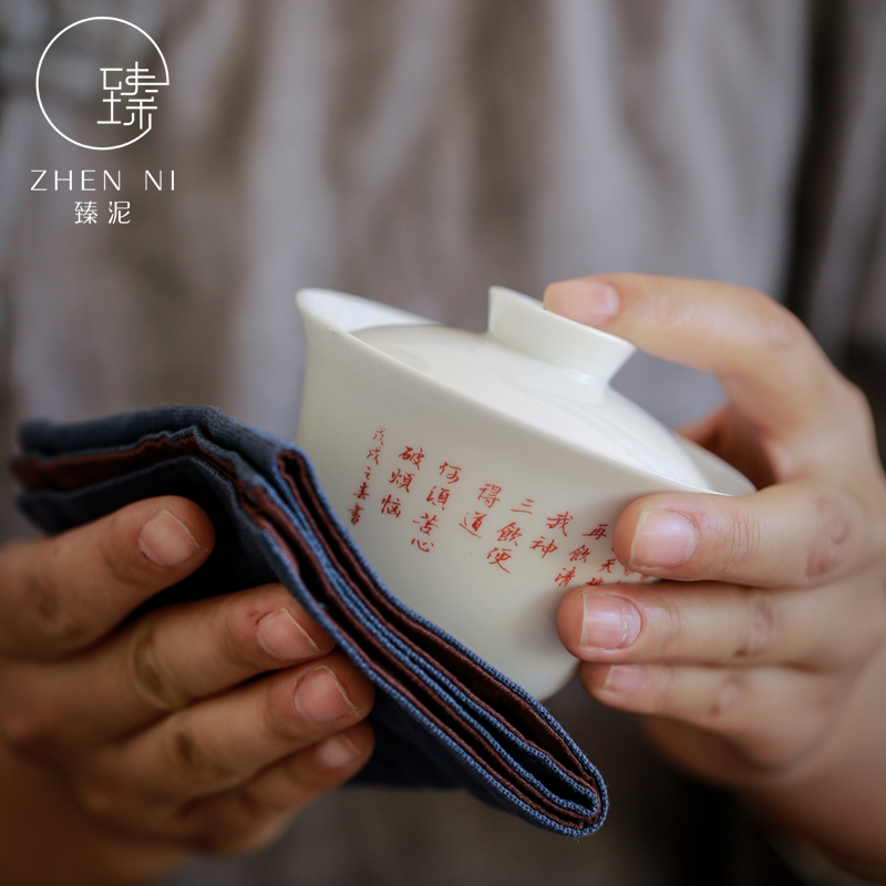 By mud white porcelain tureen kung fu tea set of ceramic cups contracted household "tea set gift boxes