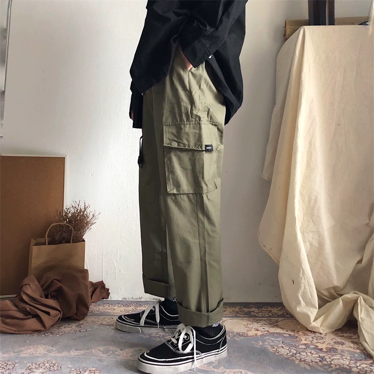 Ami 咔叽 2018 Nhật Bản mùa thu mới phiên bản mới của dụng cụ rộng túi quần ống rộng quần ống rộng
