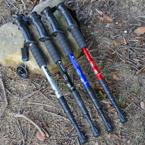 Kabuda Abu Da mountaineering stick 4 sections straight handle T-type mountaineering stick Cane crutch Old man's stick