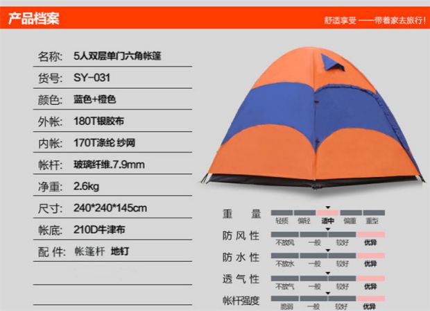 Lều du lịch ngoài trời quá khổ 6 Hex Đôi Lều giải trí mùa hè Gia đình 3-5 người Lều lưới chống muỗi - Lều / mái hiên / phụ kiện lều lều cắm trại tự bung