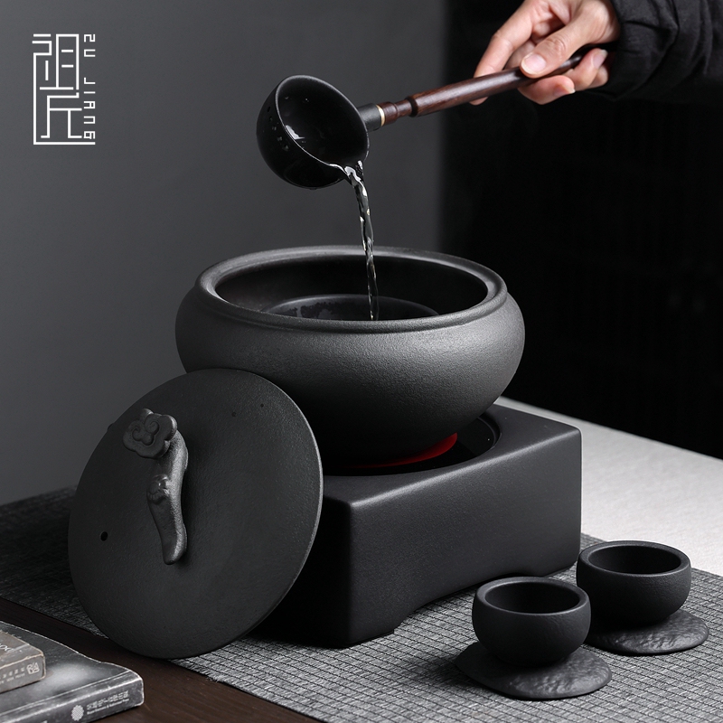 Volcanic Stone Traditional Tea Brewing Set, Chinese Ceramic Tea Bowl, Special Tea Brewing Pot for White Tea, Electric Ceramic Stove Set Volcanic Stone Traditional Tea Brewing Set, Chinese Ceramic Tea Bowl, Special Tea Brewing Pot for White Tea, Electric Ceramic Stove Set