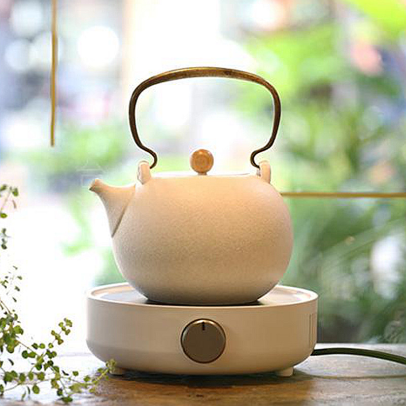 Taiwan Yilong white clay pot kung fu tea set kettle boiling tea pot ceramic boiling teapot boiling kettle electric pottery stove set