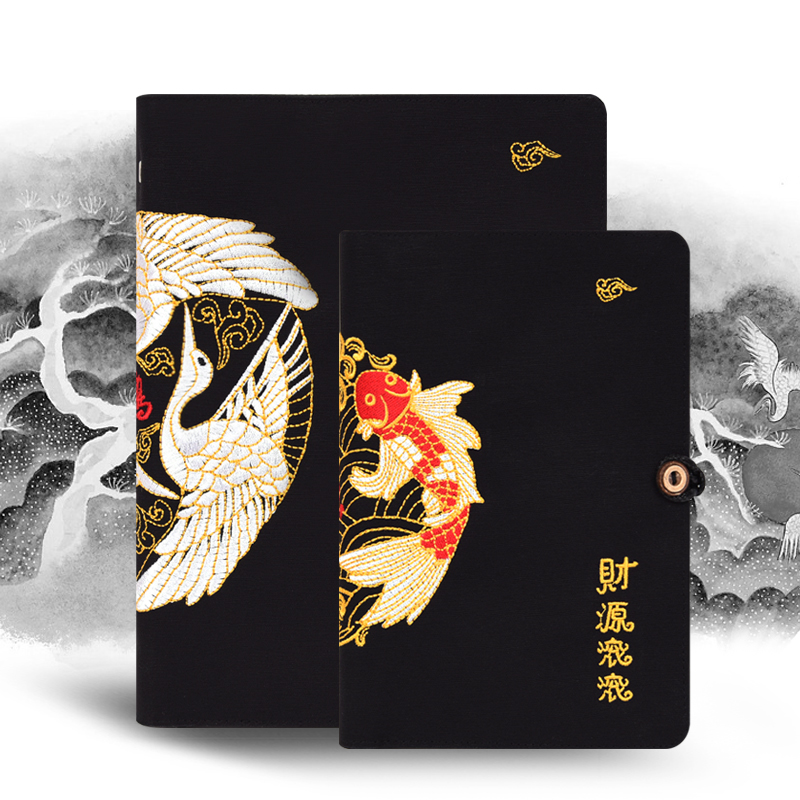 Notebook simple retro carp king a5 blank hand-painted sketchbook Yunzhong Crane a6 cloth embroidery ancient loose-leaf notebook