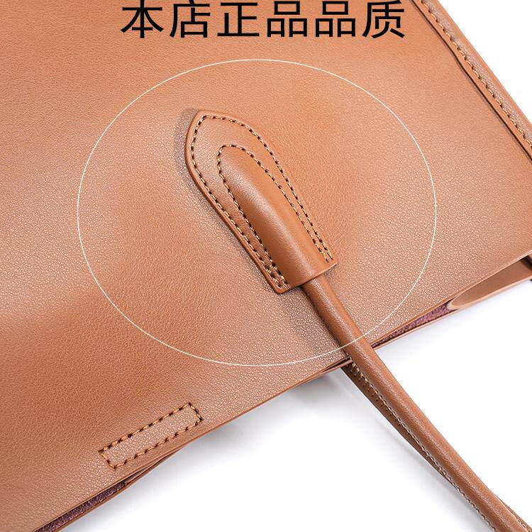 Large Genuine Leather Tote Bag for Women, New Large-Capacity Commuter Shoulder Crossbody Handbag - Thumbnail 4