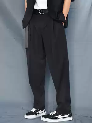 ins straight men's extended trend trousers fall feeling wide leg pants suit Daddy 190 height pants tall man
