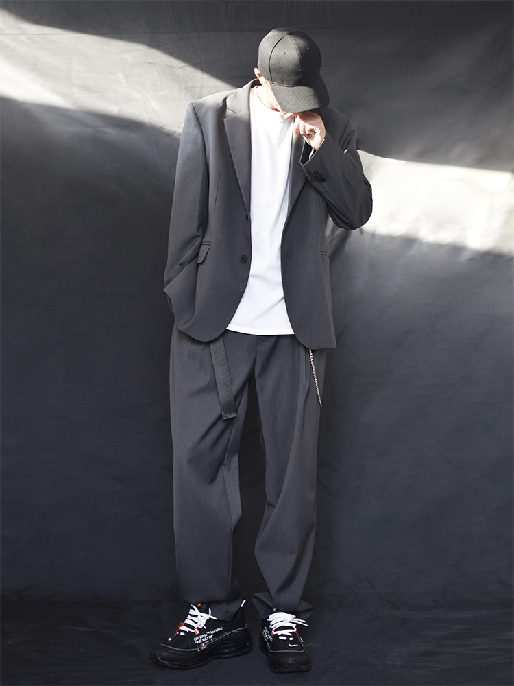 Salt pants Mopping suit Wide leg pants Yuppie straight pants Male hanging texture Harajuku style dad pants loose