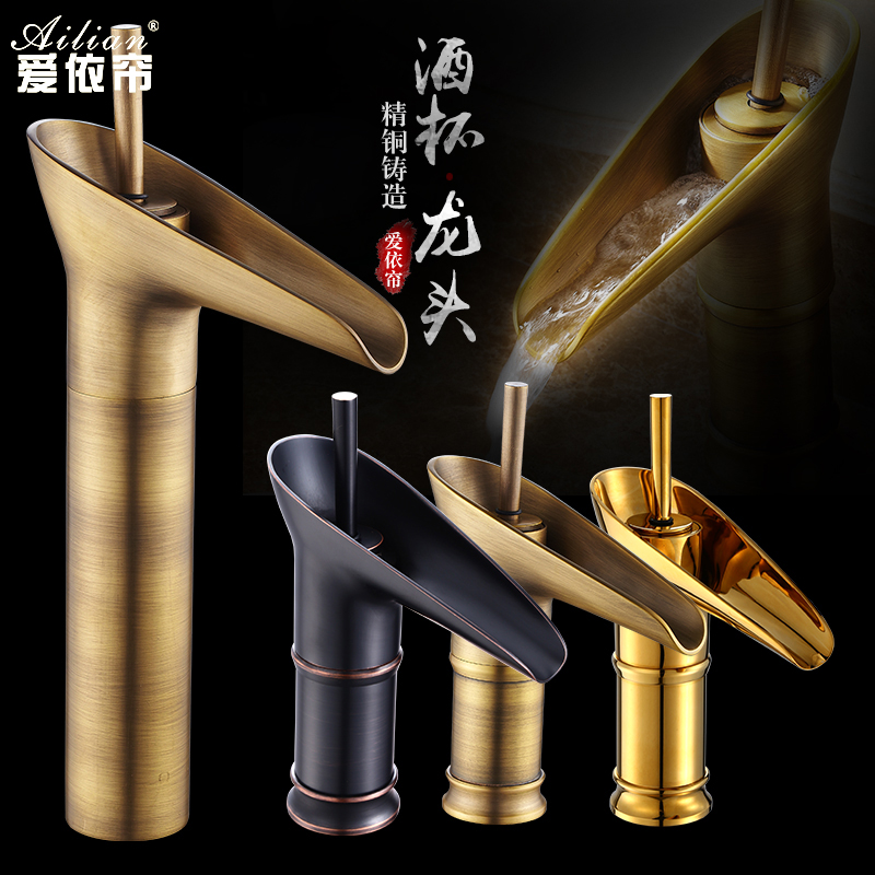 All copper antique hot and cold basin faucet Art table basin washbasin faucet Bathroom washbasin faucet