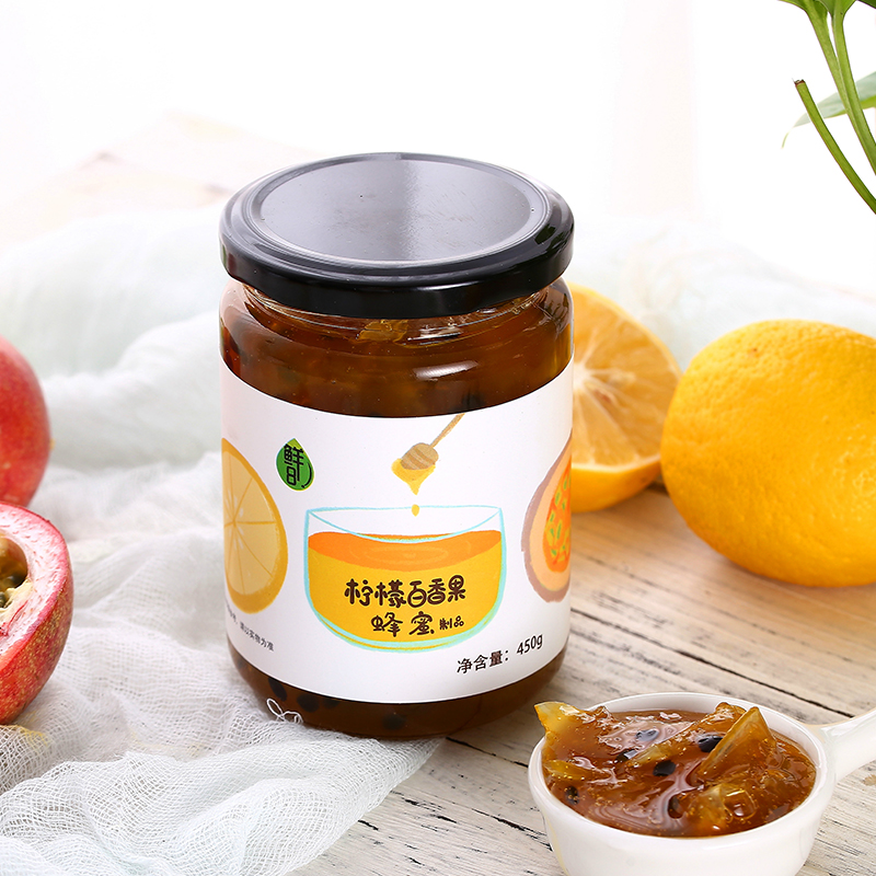 Fresh 8 lemon passion fruit honey boiled good drink healthy brewed drink 450g * 1 bottle