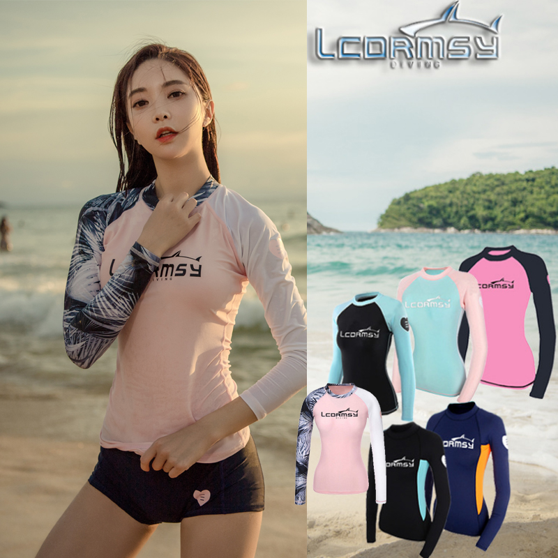 LCDRMSY Diving suit female sun protection skinny surf swimsuit long sleeve two pieces of fast dry snorkeling specialty jellyfish