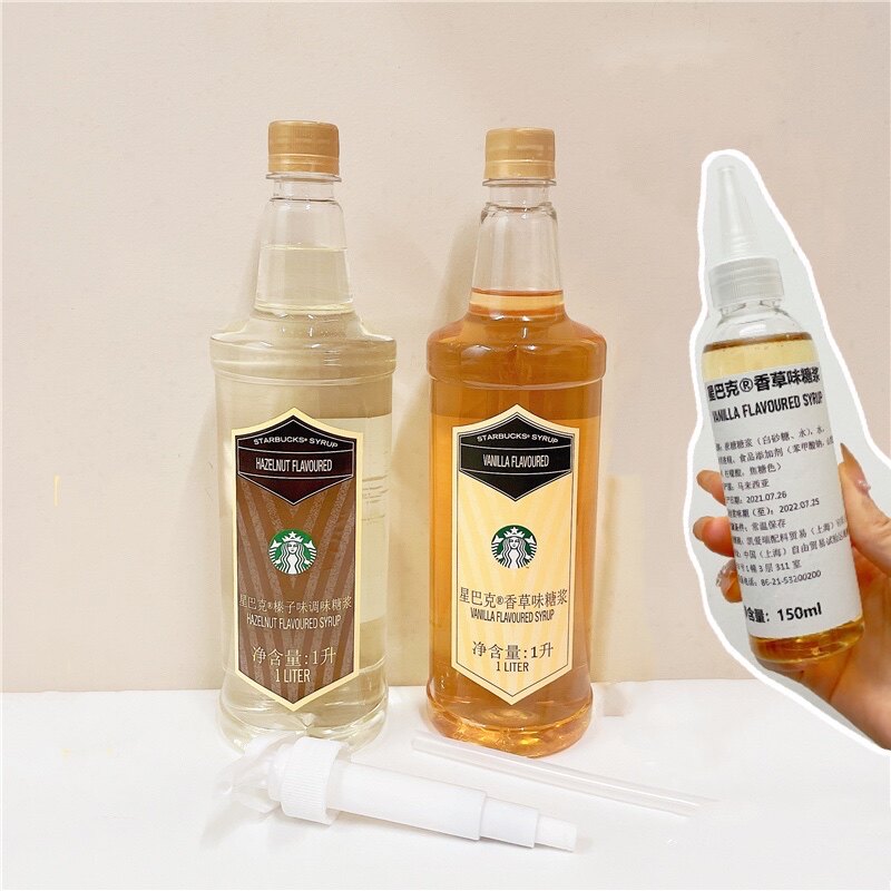 Starbucks Store dedicated to Taffee Hazelnut Vanium flavored syrup Latte Coffee Partner with Pump Head