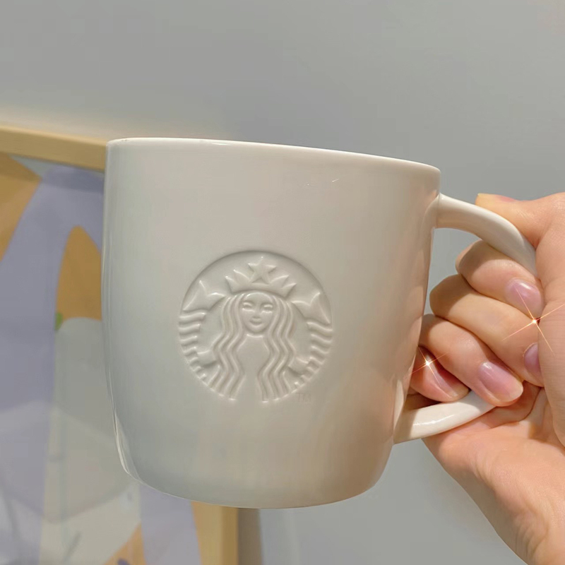 Classic Embossed Star Large-Capacity Mug, Special Ceramic Cup, White Household Cup, Coffee Cup, Water Cup, Minor Flaws Classic Embossed Star Large-Capacity Mug, Special Ceramic Cup, White Household Cup, Coffee Cup, Water Cup, Minor Flaws