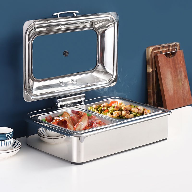 Stainless steel buffet stove Hotel dining room electric heating insulation furnace Visual hydraulic Buffy furnace Clamshell breakfast stove