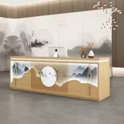 Simple and modern front desk cashier counter Corner clothing beauty salon Hair salon Training company front desk reception desk Bar counter