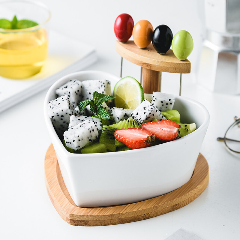 eioo Net red fruit plate ceramic creative personality candy plate modern living room home with Fork salad dessert bowl