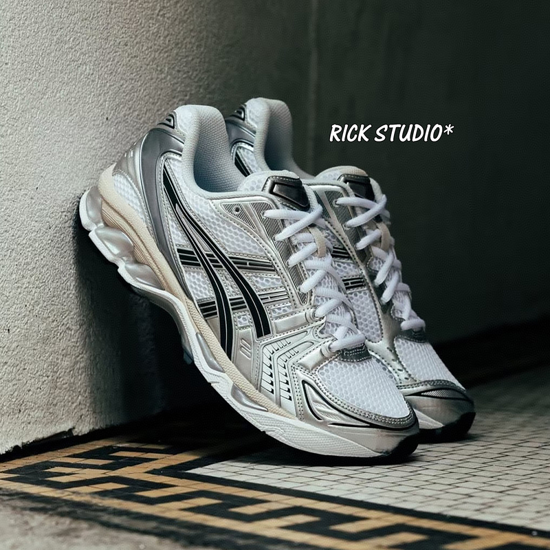 【Self-Designed High-End】Kayano 14 Collaboration with Kith, Silver-White Breathable Men's Retro Casual Women's Sports Running Shoes 【Self-Designed High-End】Kayano 14 Collaboration with Kith, Silver-White Breathable Men's Retro Casual Women's Sports Running Shoes