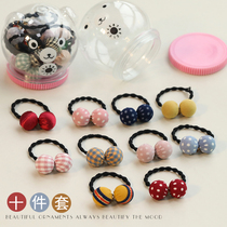 Children tie hair tie cute ball head Hairband Korean girl head rope color headwear round ball hair rope hair accessories