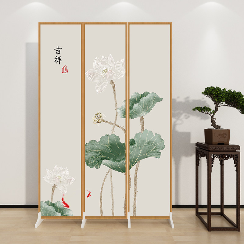 New Chinese style small apartment screen partition wall living room folding mobile bedroom blocking home modern minimalist office