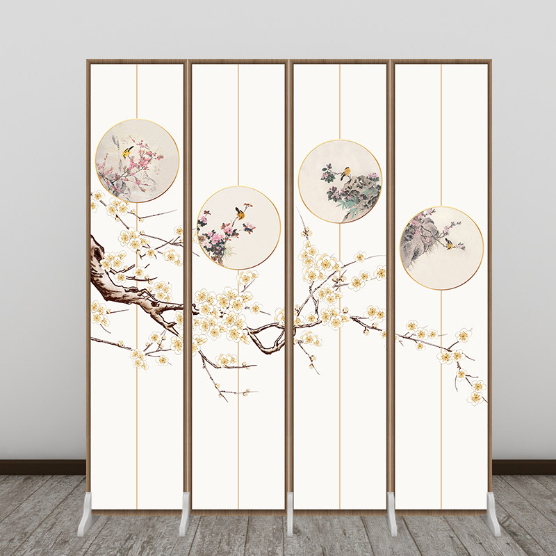 Chinese-style folding mobile screen partition living room porch bedroom decoration blocking home modern minimalist fabric simple