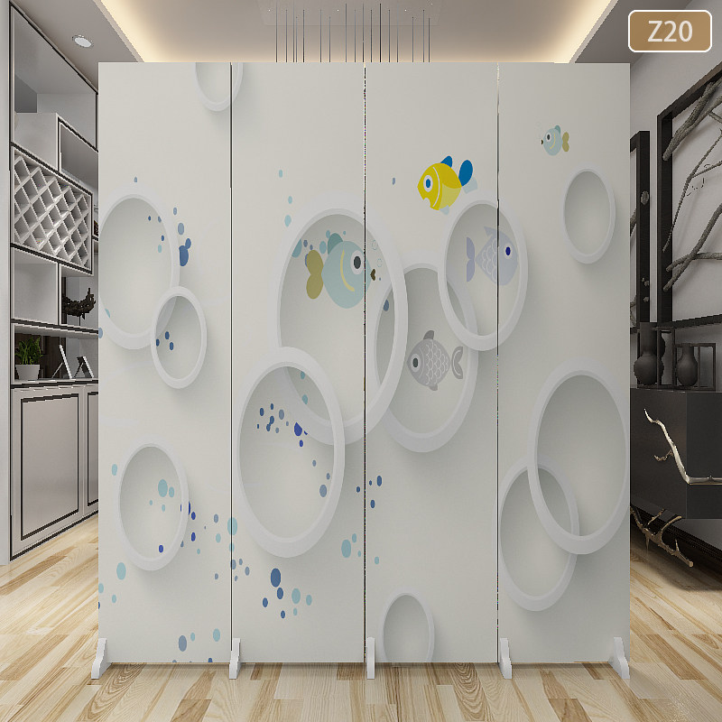 Chinese style screen living room partition wall hotel decoration folding mobile double-sided folding screen bedroom office simple and modern