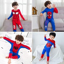 Boy Spider-Man Pajamas Children Long Sleeve Pants Set Spring and Autumn Student Baby Ultraman Home Clothes